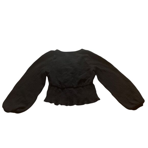 Madewell Women’s Black Lightspun Julianne Smocked Waist Top Black- Size XS - Picture 4 of 8